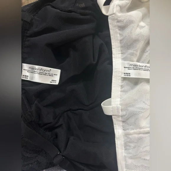 Maidenform Lace Camisole Set Black White Lined Adjustable Straps M Layering - Picture 2 of 3